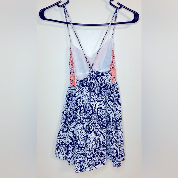 Windsor Spaghetti Strap Racerback Summer Dress Coral Navy and White - Picture 9 of 10